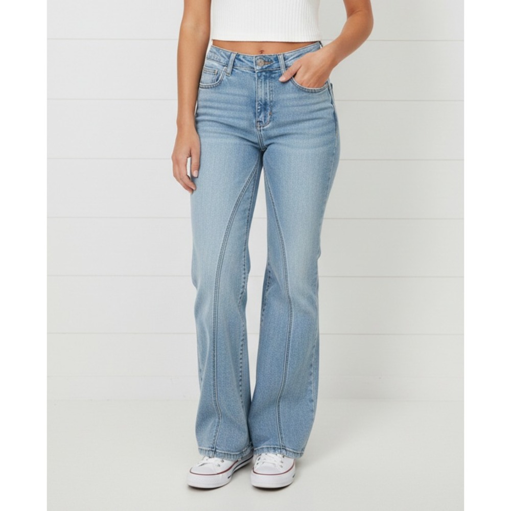 Women 14 Jeans Extra Wide Leg Dusk Blue Acid Wash High Waist Size 14 NWT